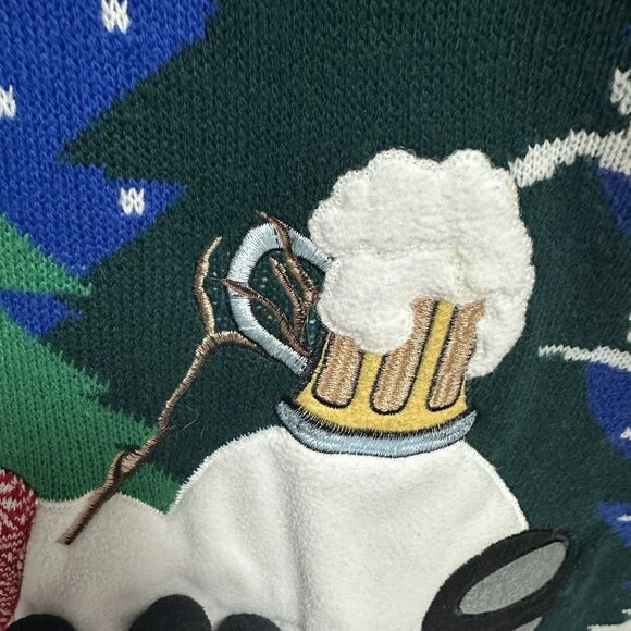 Christmas Men's Ugly Sweater Snowman with Beer Sze XXL Blue Holiday - Picture 6 of 8